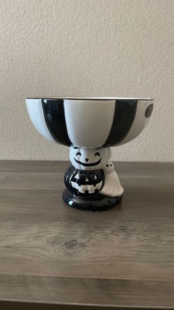 Ceramic Halloween Ghost & Pumpkin Pedestal Serving Bowl