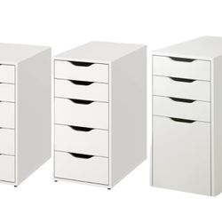 Set Of 3 IKEA Drawer Units In White 