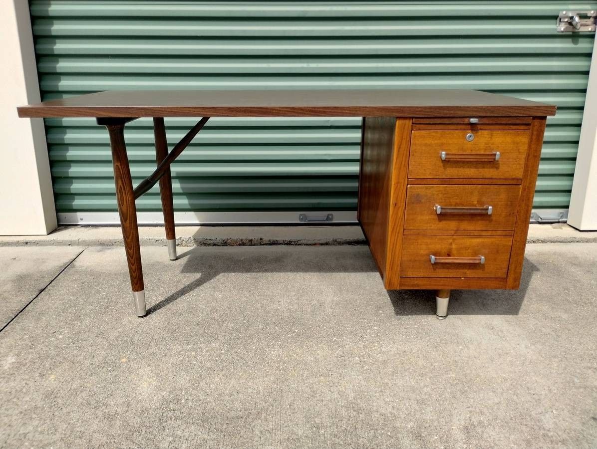 Vintage 1970's Mid Century Modern Desk - Made by Alma in NC