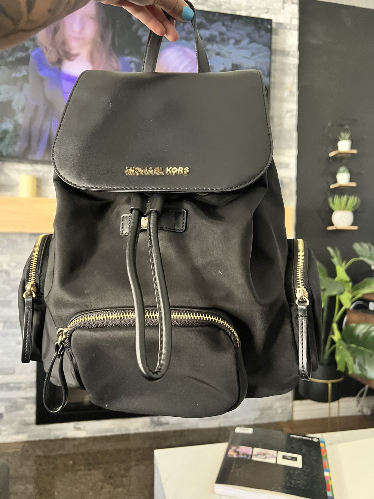 black michael kors backpack