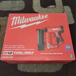 Milwaukee - 2540-20 - M12 23 Cordless Gauge Pin Nailer - 12V - Tool-Only - NEW