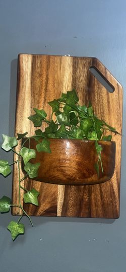 Wooden planter shelf