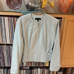 PRICE DROP: VTG NW/OT PALE TURQUOISE, Lined, LAMBSKIN LEATHER JKT by SIENA STUDIO, Size 16