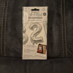 New In Package Anagram Air Filled Silver 2 Balloon Party Decoration16 Inches