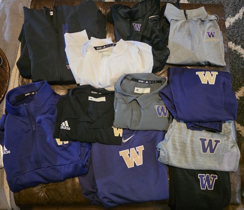 Mens Washington Huskies Lot Of 10 XL Jacket/button Up Shirts/ Zip Up Jackets