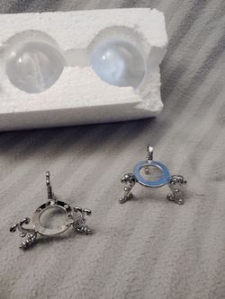 Pair of glass Spheres with Silver Stands-
Open Box New