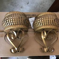 Vintage Gold Candle Holders.  9x6