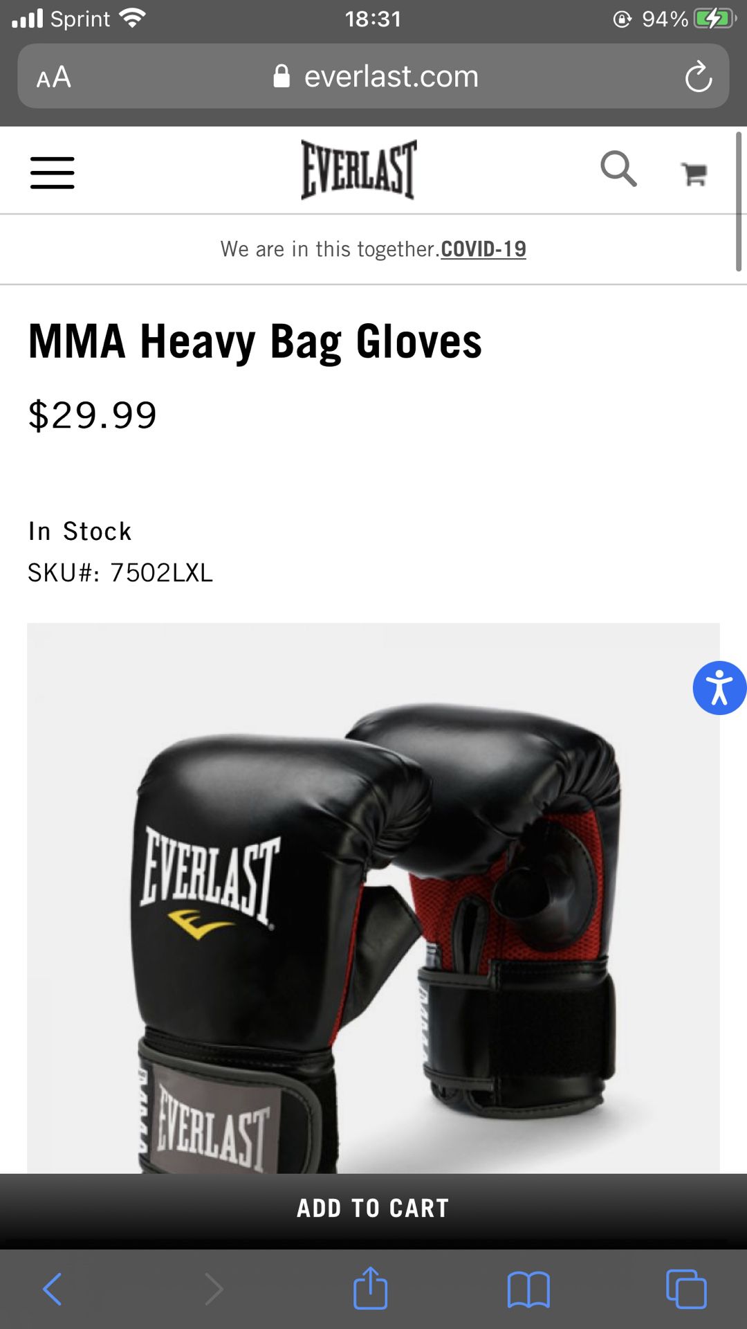 Everlast Mixed Martial Arts Heavy Bag Gloves