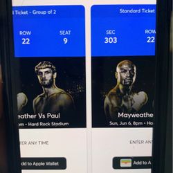 2 Floyd Mayweather Tickets (2 People) Row 22 Seat 9&10