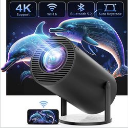 Proyector CLOKOWE con WiFi y Bluetooth, compatible con 4K FHD 1080P, mini proyector portátil para películas al aire libre, Keystone automático, compat