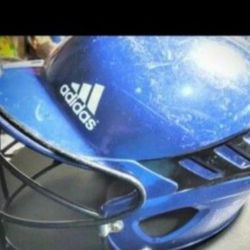 ADIDAS SOFTBALL EQUIPMENT: GIRLS ADJ HELMENT (adj) w/FACEMASK (back of helmet has a hole for long hair firm.