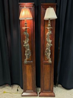 Pair of Maitlnd-Smith Ornate Wood & Bronze Wall Sconces