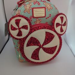 2022 Disney Parks Peppermint Gingerbread Candy Cane Loungefly Mini Backpack  NEW