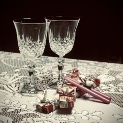 Wedding Package : Table Cover & Decorations Bride&Groom Crystal Glasses.