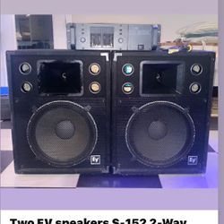 Two EV speakers S-152 2-Way Stage System, with Peavy CS 800 X 600W X 2 Amp.  One owner.