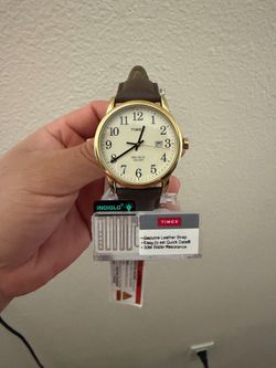 Timex Easy Reader Date (Indiglo/Light Up) 38mm Brown/Gold/Cream Casual Watch Leather Strap