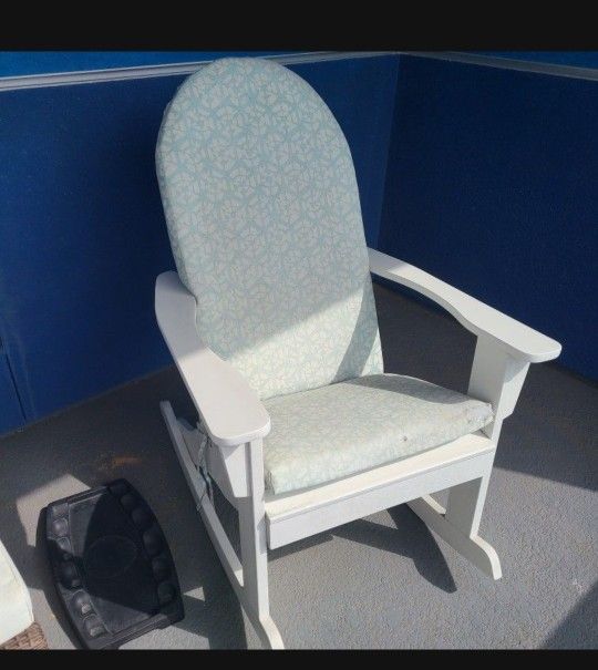 Wonderful World Market WHITE rocking ADIRONDACK CHAIR & CUSHION