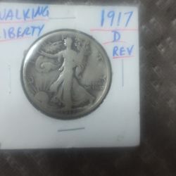1917 D On Reverse Walking Liberty Half 