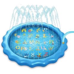 68" Water Splash Sprinkler Pad Baby Pool Outdoor Water Play Mat for 2-12 Years