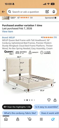 Queen bed frame