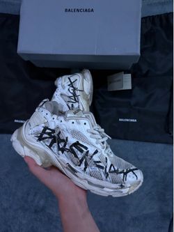 white black graffiti balenciagas runners