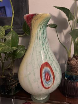 Murano Millefiori Swirl Sommerso Art Glass Vase Only One Available 