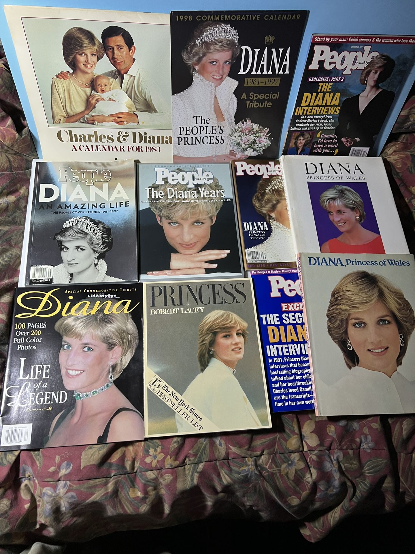 Princess Diana Of Wales, Collection Of Magazines And Books