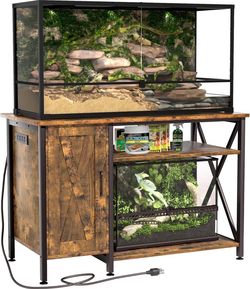 K540 $120  40-120 Gallon Reptile Tank Stand with Power Outlet, Terrarium Stand with Storage  Item model number	PG08XYN Style	Rustic Item Dimensions Lx