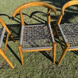 West Elm Chairs, Brown Rope + Wood 