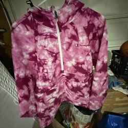 Pink tie dye Champion windbreaker M Brand new