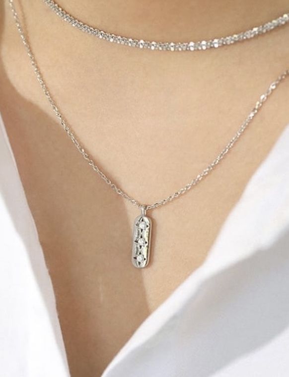 Sterling/Platinum Plated CZ Pendant Necklace