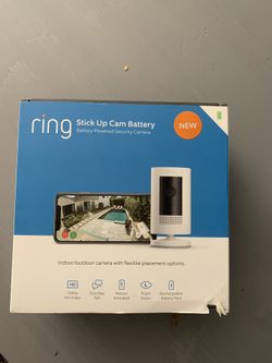 Ring Stick Up Cam Battery HD security camera with custom privacy controls, Simple setup, Works with Alexa - White