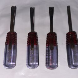 Buck Bros Chisel Lot 6 Chisels Red Plastic Handle Vintage Woodworking