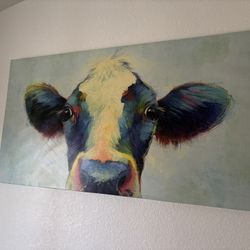 2 Foot X 4 Foot Canvas Cow Artwork 
