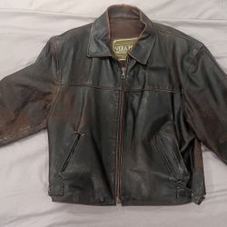Vintage 90s Brown Vera Pelle Distressed Leather Jacket Made in Italy L 