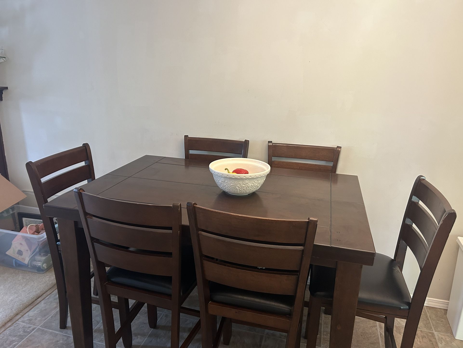 Tall Kitchen Table and Six Chairs