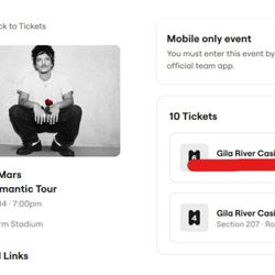 Bruno Mars June 14th.  Club Section 207