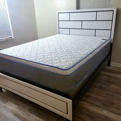 NEW QUEEN PILLOW TOP MATTRESS WITH BOX SPRING ♨️ Bed frame is not available