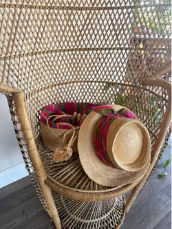 Matching straw hat and bag