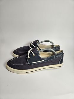 Gap Mens Boat Blue Canvas Lace Up Low Top Casual Comfort Round Toe Stitched Flats Size 10