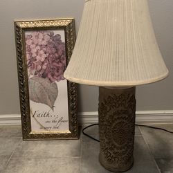 Decorative Lamp and Framed Art