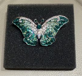 Crystal Butterfly Brooch Pin