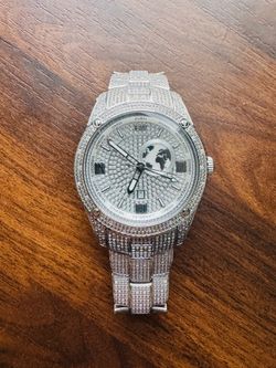 JBW Jet Setter Quartz Men’s Silver-Tone World Time Date Stainless Steel Watch