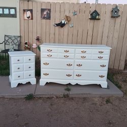 Set Of White Dresser 31"H 52"W 18"D & Nightstand 24".5H 18"W 14"D 