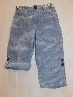 Baby Gap Boys 2T Light Blue Linen Pants Convertible to Shorts Adj Waist Easter