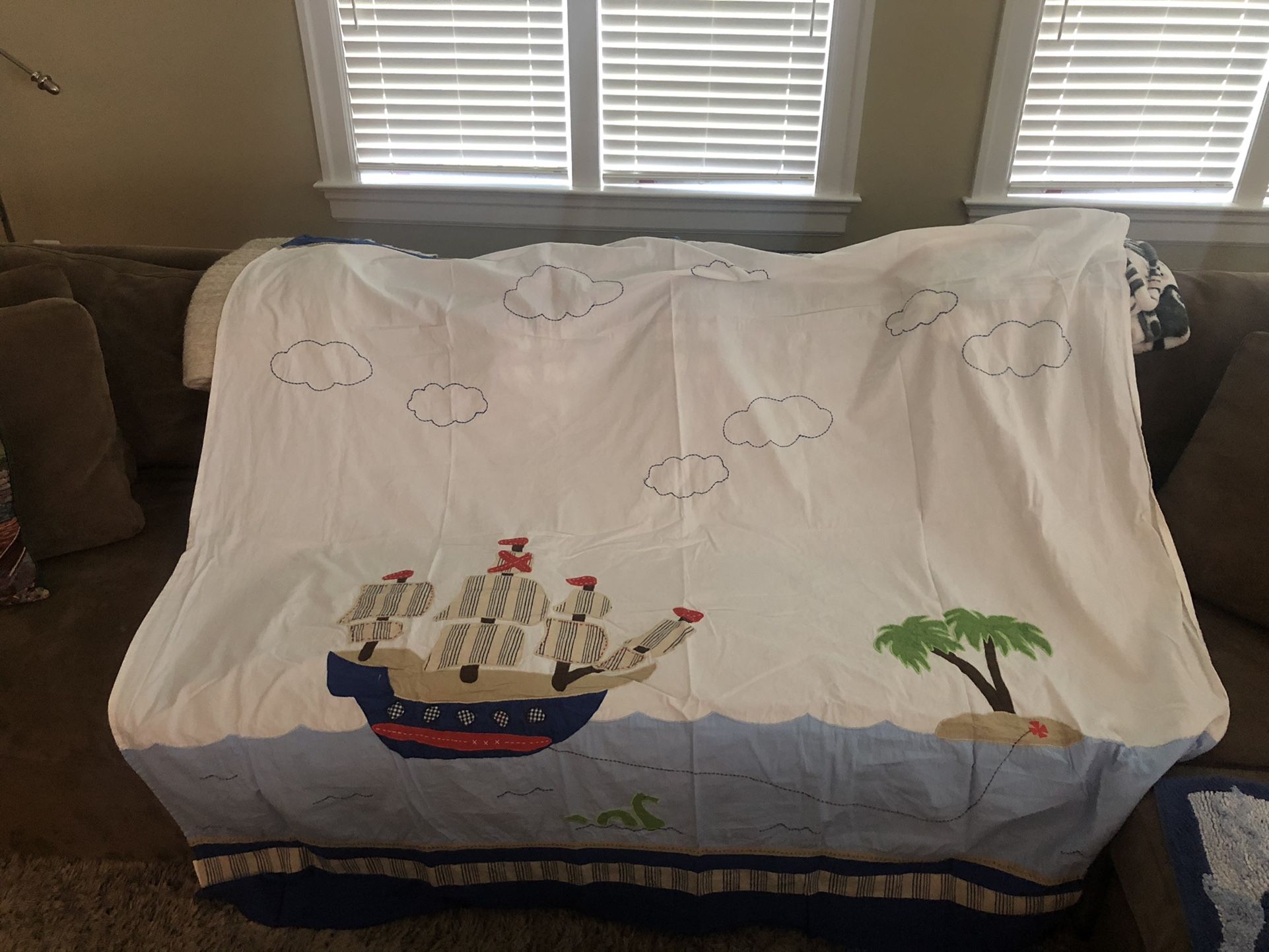 Pottery Barn Kids Pirate Theme Shower Curtain and Bath Mat