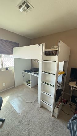 Smastad bunk bed with desk