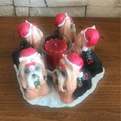 True Friends Xmas Yorkie Candle Holder 2002