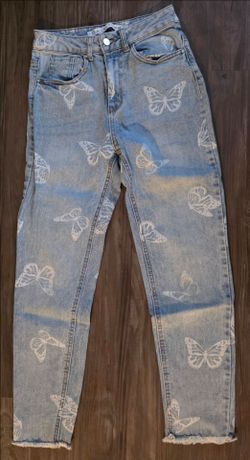 Juniors Jr Teen Tinseltown Butterfly Print Jeans Pants sz 3
