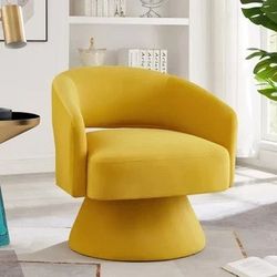 Modern Swivel Barrel Chair, Upholstered Velvet Round Accent Chairs,360 Degree Comfy Swivel Chair with Open Backrest, Single Chair Armchair for Living 